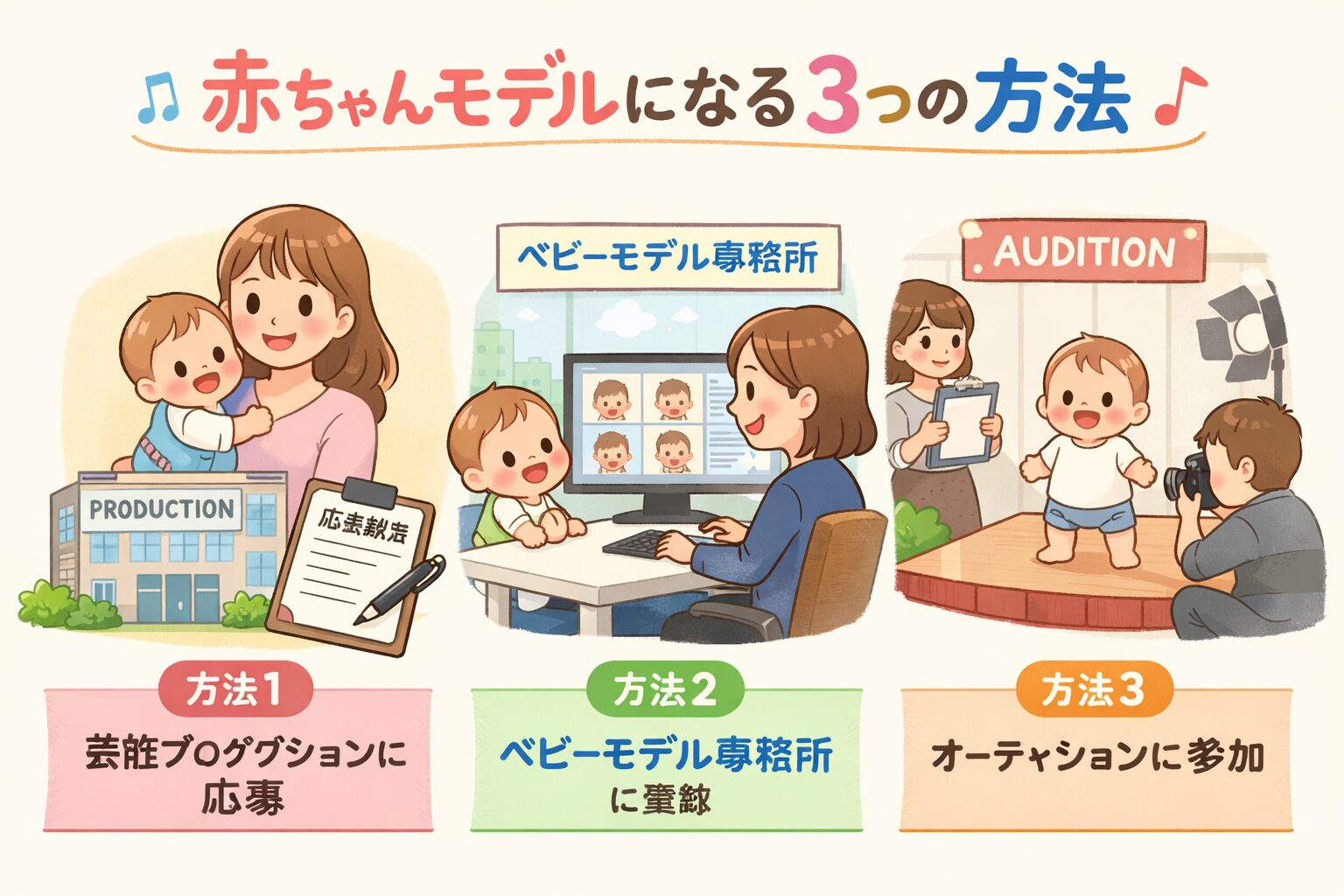 赤ちゃんモデルになる3つの方法