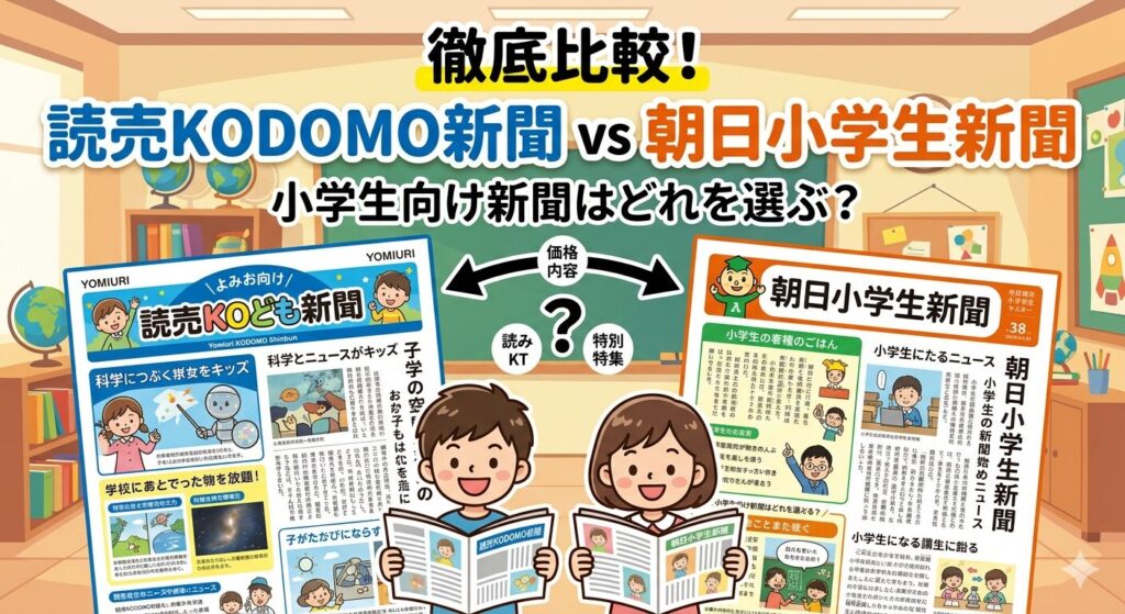 読売KODOMO新聞 vs 朝日小学生新聞 徹底比較2026｜料金・内容・何歳からおすすめか