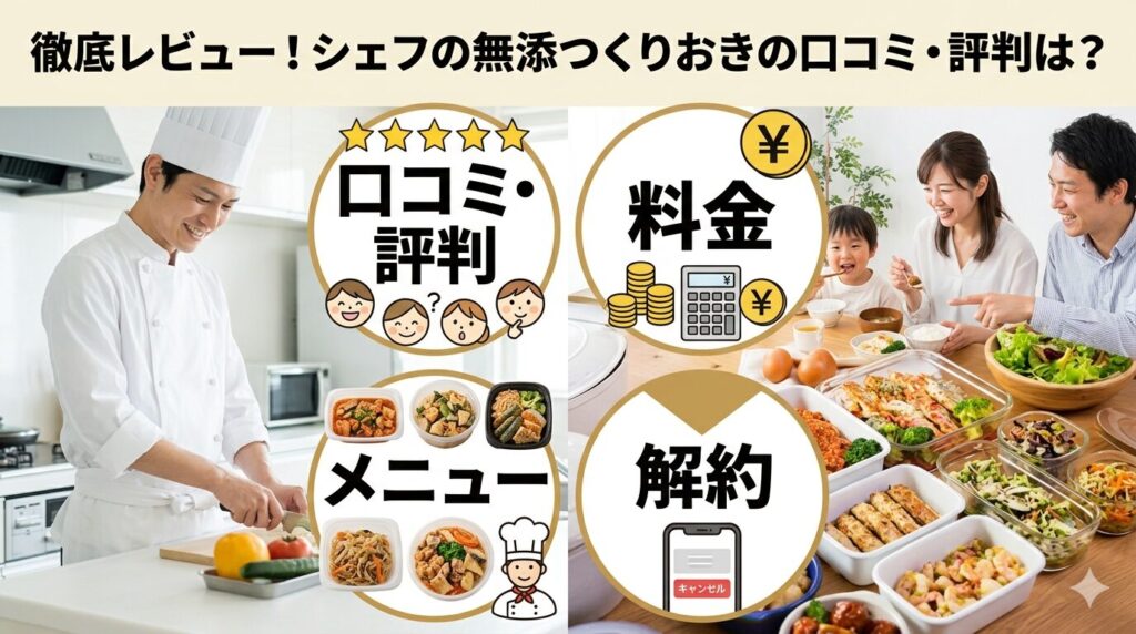 シェフの無添つくりおきの口コミ・評判は？料金・メニュー・解約まで徹底レビュー