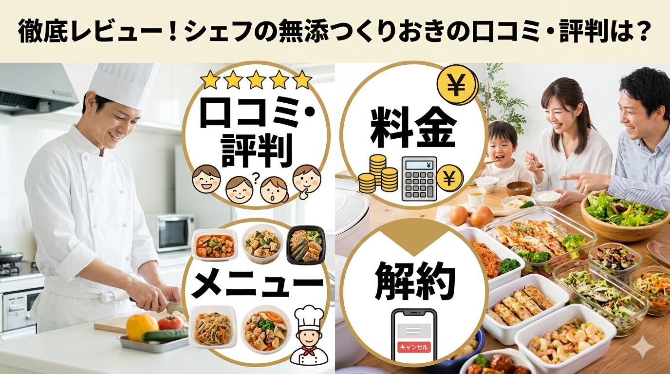 シェフの無添つくりおきの口コミ・評判は？料金・メニュー・解約まで徹底レビュー