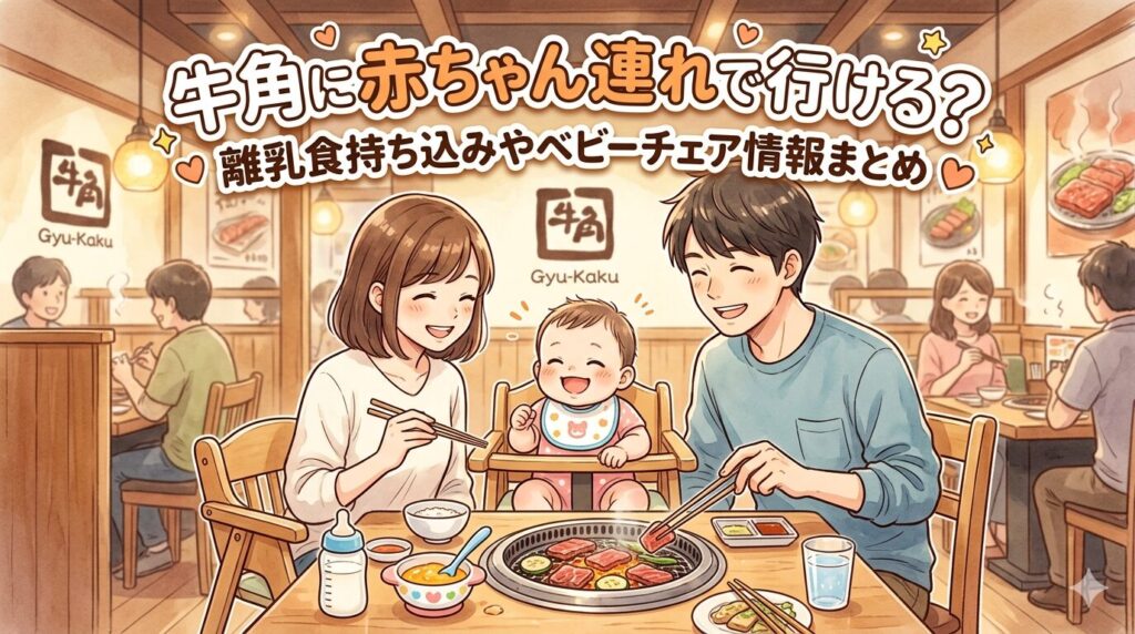 牛角に赤ちゃん連れで行ける？離乳食持ち込みやベビーチェア情報まとめ