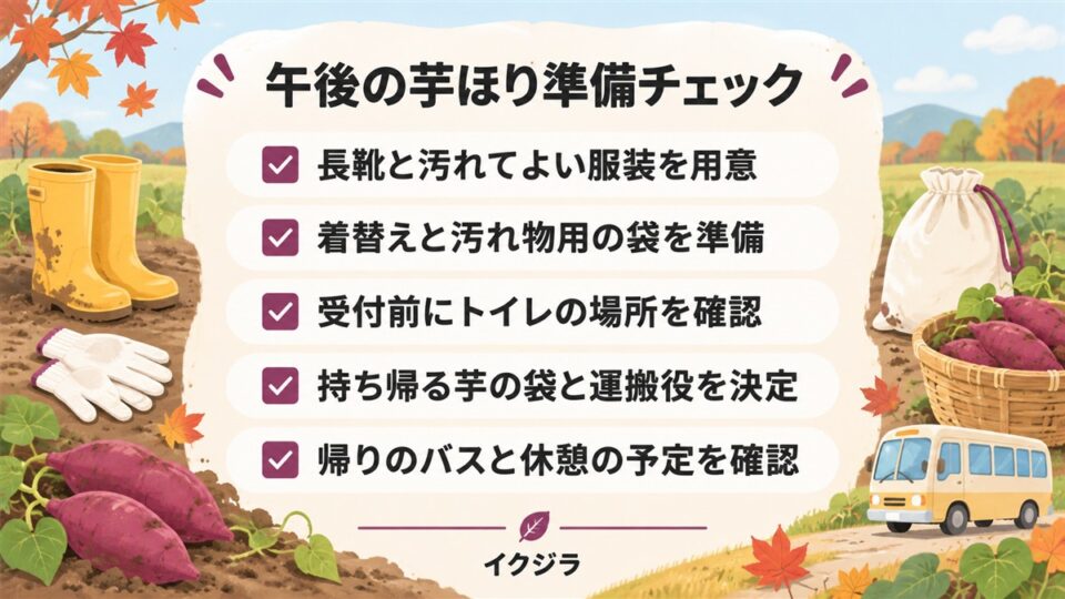 午後の芋ほり準備チェック