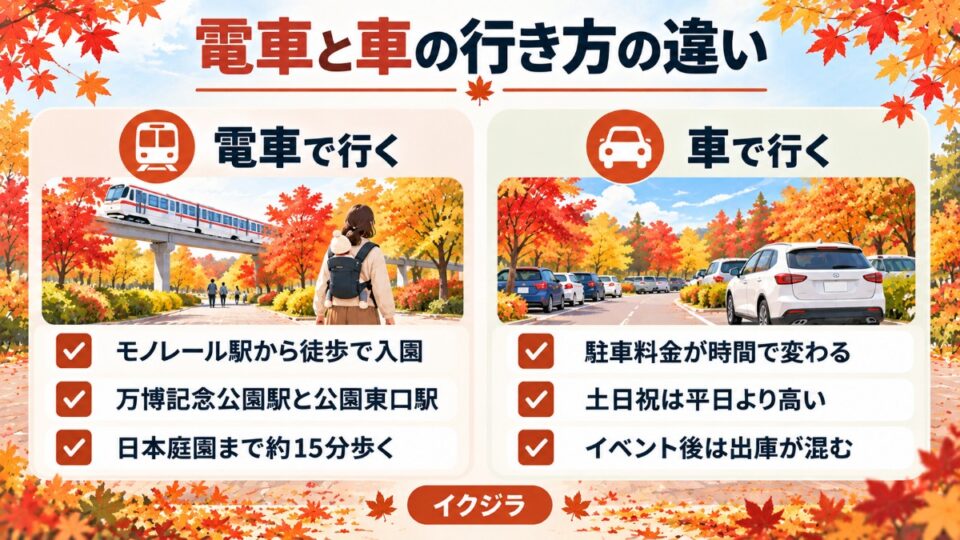 電車と車の行き方の違い