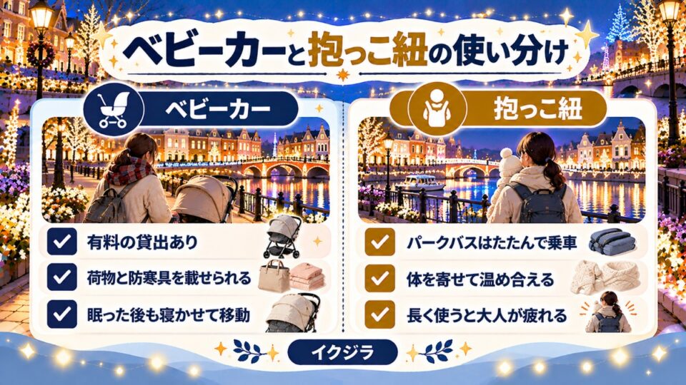 ベビーカーと抱っこ紐の使い分け