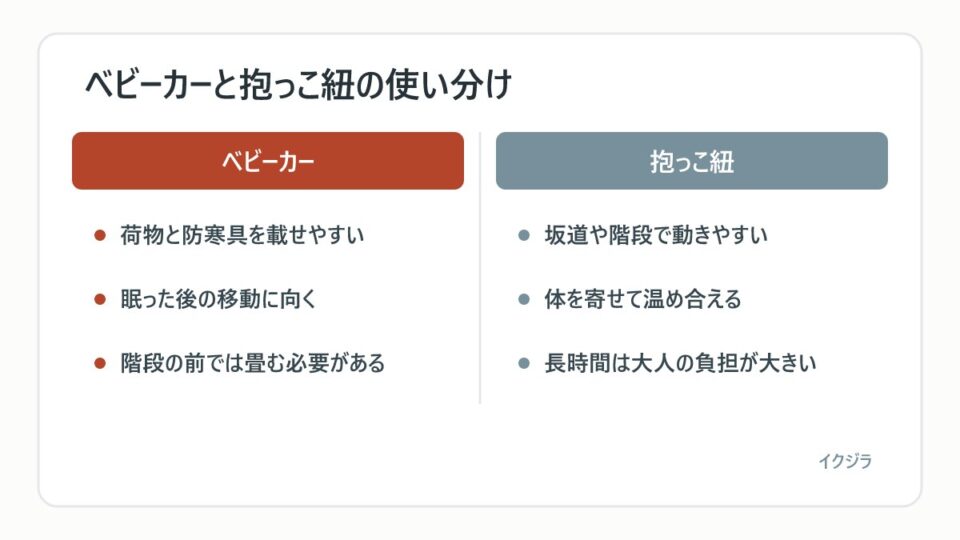ベビーカーと抱っこ紐の使い分け