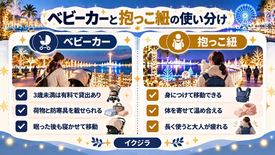 ベビーカーと抱っこ紐の使い分け