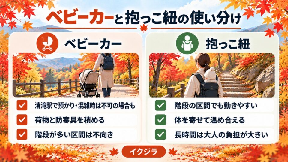 ベビーカーと抱っこ紐の使い分け