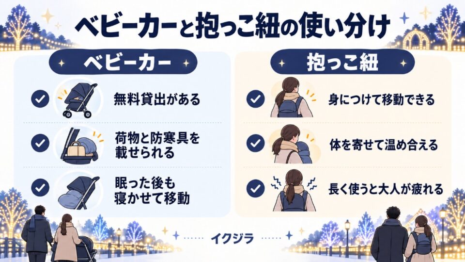 ベビーカーと抱っこ紐の使い分け