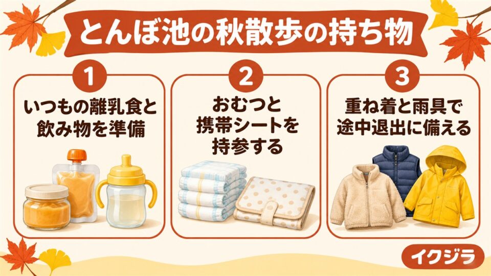 とんぼ池の秋散歩の持ち物